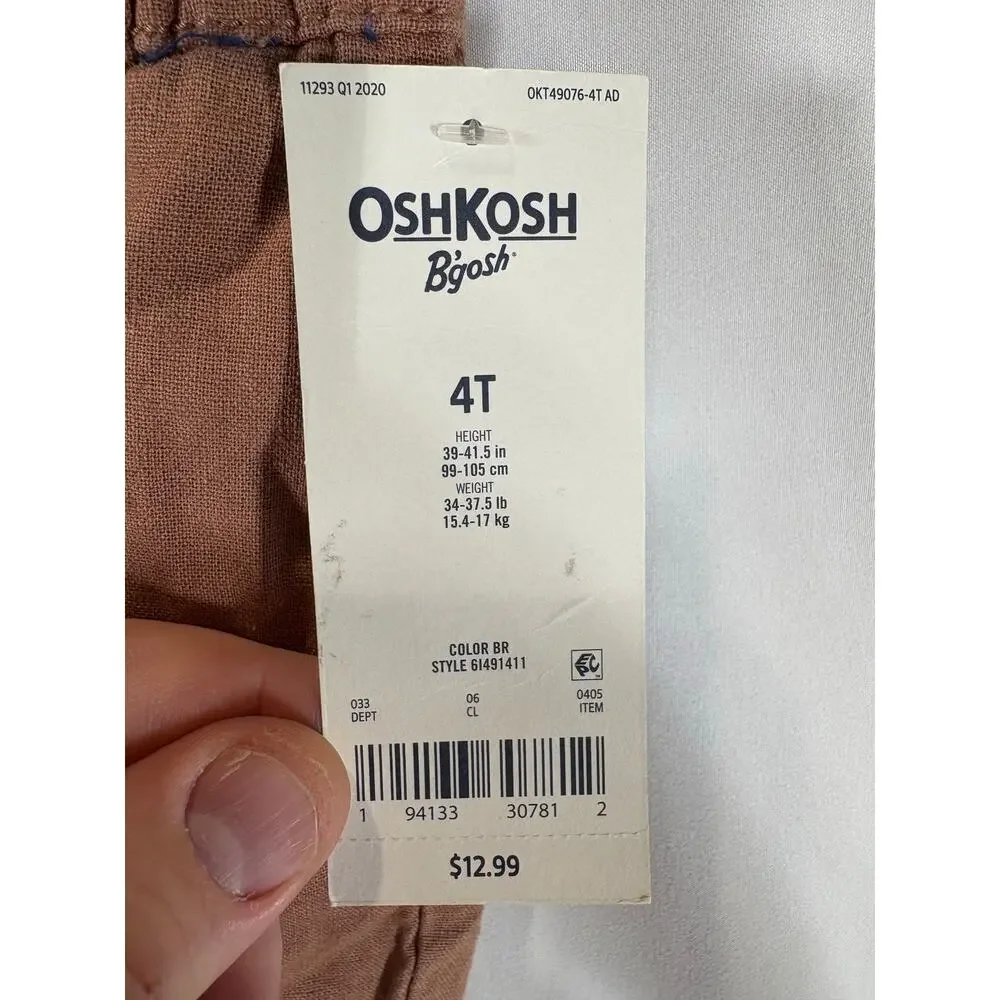 OshKosh Boys Khaki Cargo Shorts, Sz 4T, NWT